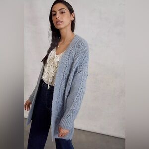 Anthropologie Nuria Textured Mauve Cardigan X Small Minimalist Cozy
